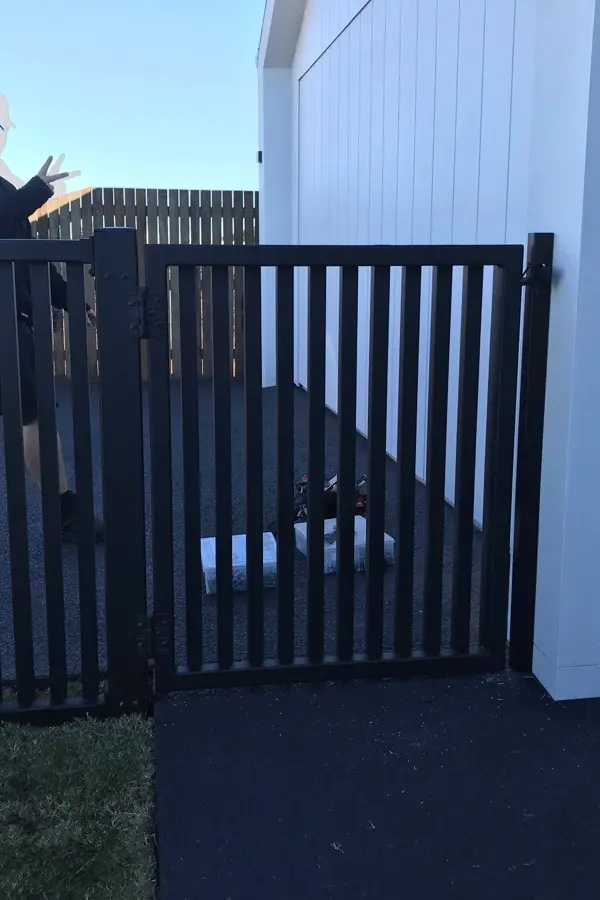 after Black Powder-coated Aluminium Swing Gate – Pool Gates + Infills, Middle Ridge