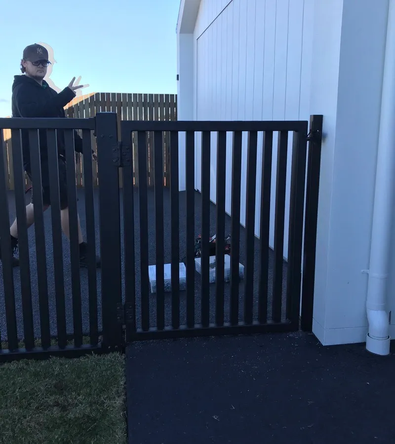 after Black Powder-coated Aluminium Swing Gate – Pool Gates + Infills, Middle Ridge