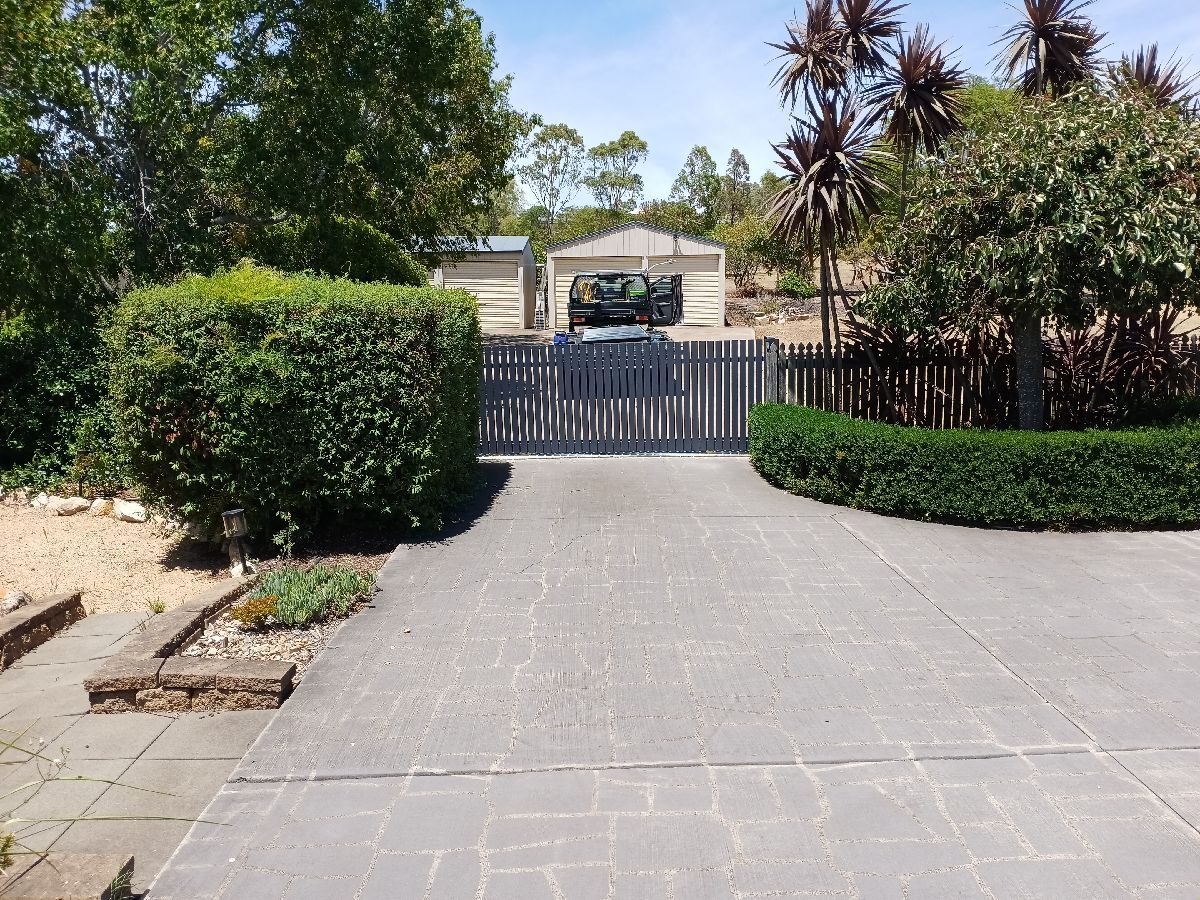 after Ironstone Powder-coated Aluminium Sliding Gate – Gate + Motor, Cotswold Hills