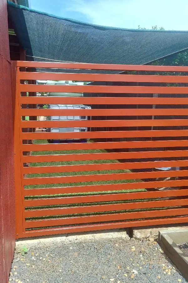 detail Mocha Powder-coated Aluminium Custom Door – Fencing, Oakey