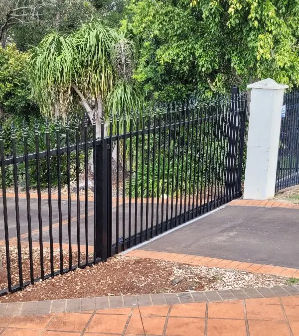 after Black Powder-coated Steel Swing Gate – Gate + Fencing, Middle Ridge