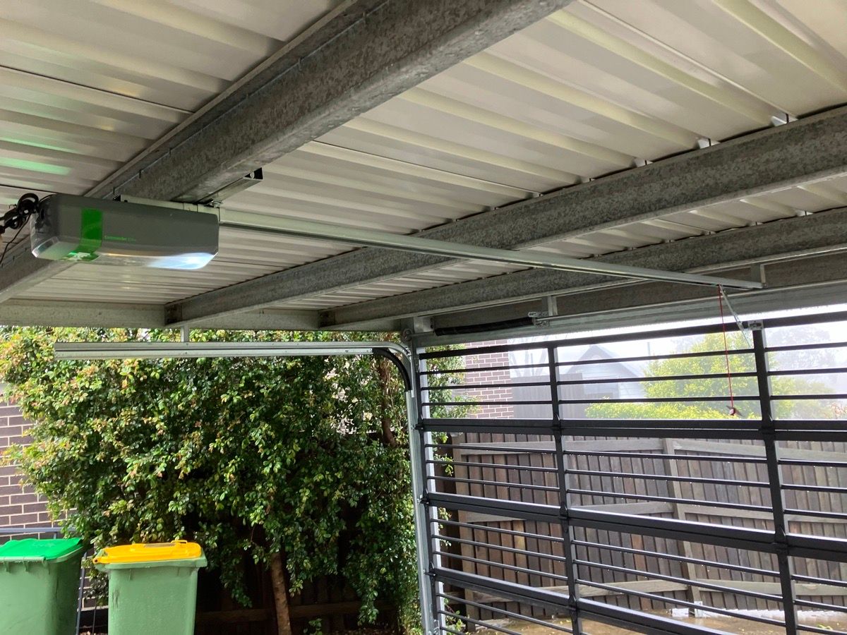 detail Black Powder-coated Aluminium Swing Gate – Bar Grille (Carport - 2520x5870 + Merlin Elite Motor), Prince Henry Heights