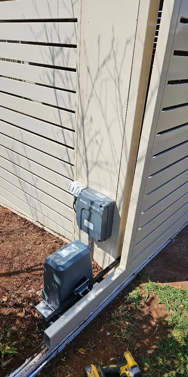 after Cream Powder-coated Aluminium Sliding Gate – Slide Gate, Centenary Heights