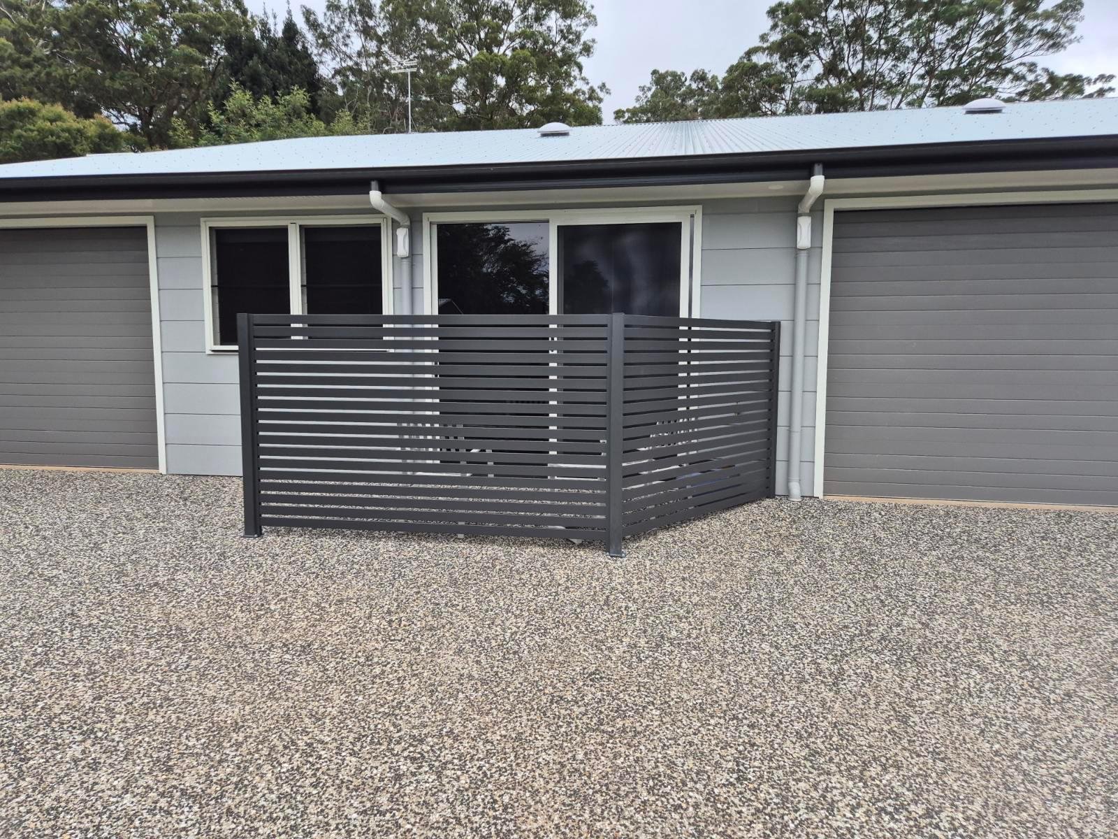 after Monument Powder-coated Aluminium Swing Gate – Privacy Screen, Cabarlah