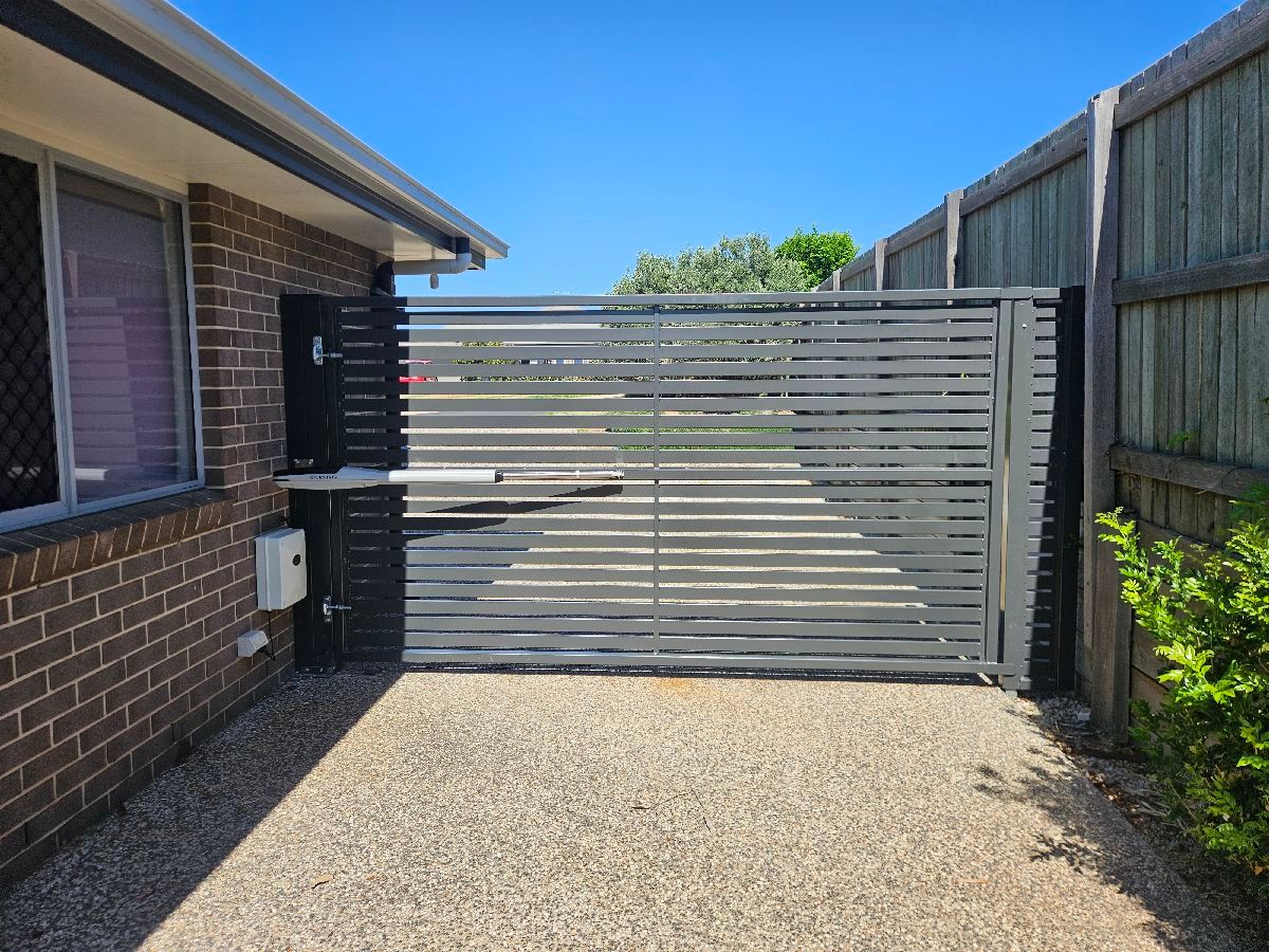 after Monument Powder-coated Aluminium Swing Gate – Gate + Motor, Westbrook