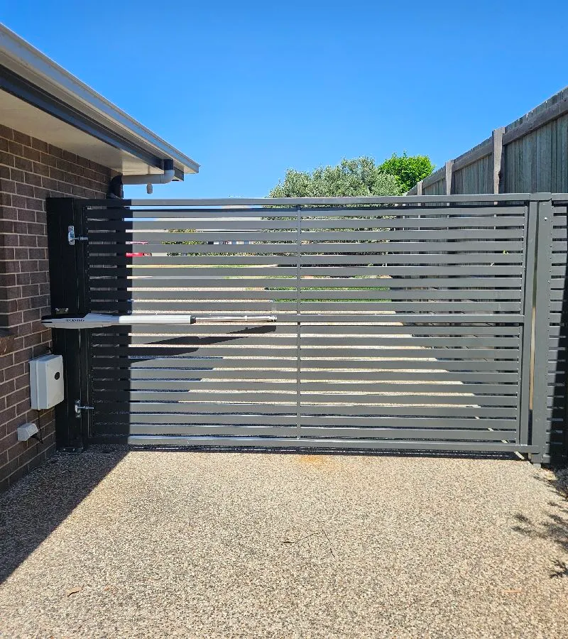 after Monument Powder-coated Aluminium Swing Gate – Gate + Motor, Westbrook