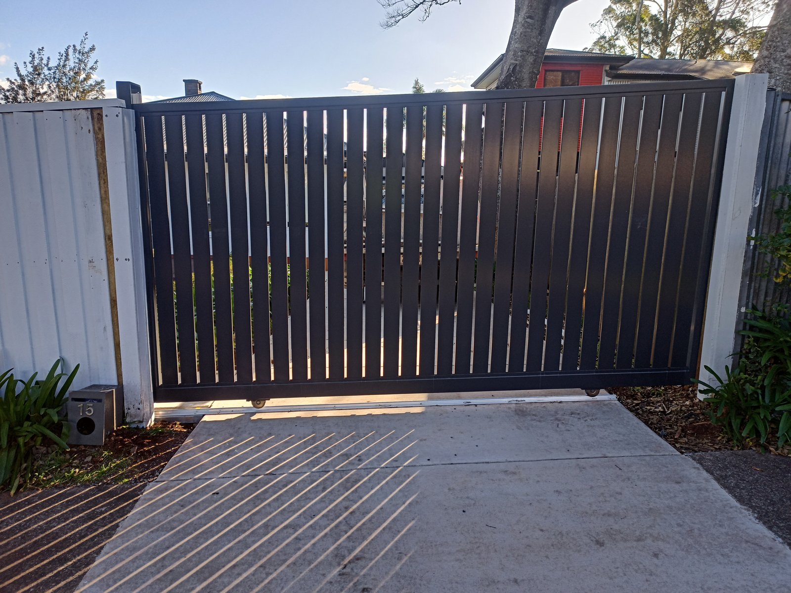 after Monument Powder-coated Aluminium Sliding Gate – Slider + Return + Post, Mount Lofty