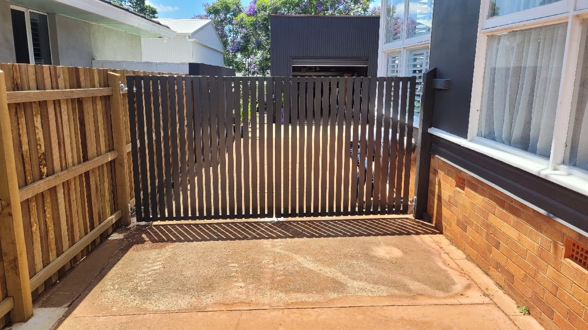 after Monument Powder-coated Aluminium Swing Gate – Double Swing Gate, Mount Lofty