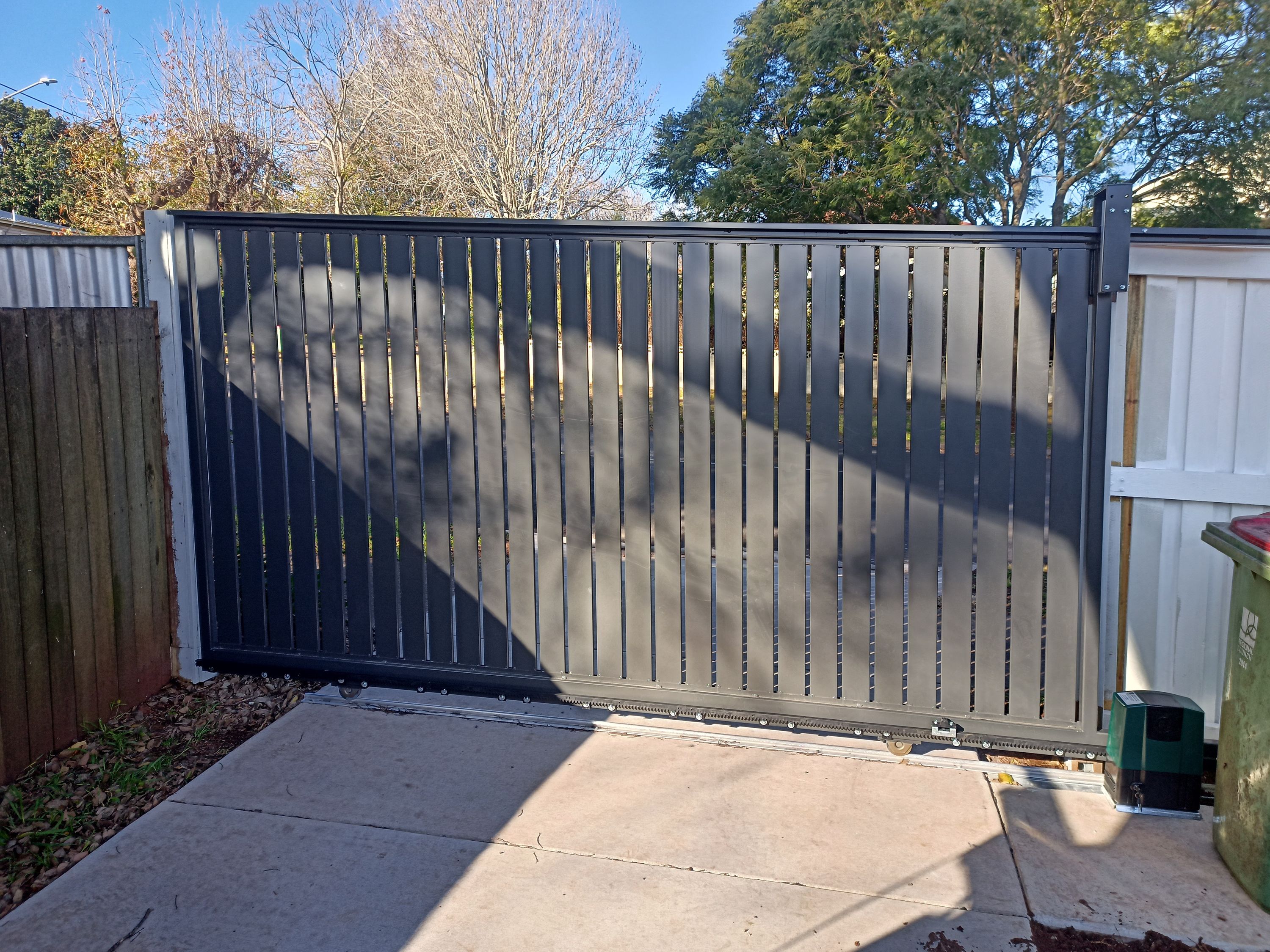 after Monument Powder-coated Aluminium Sliding Gate – Slider + Return + Post, Mount Lofty