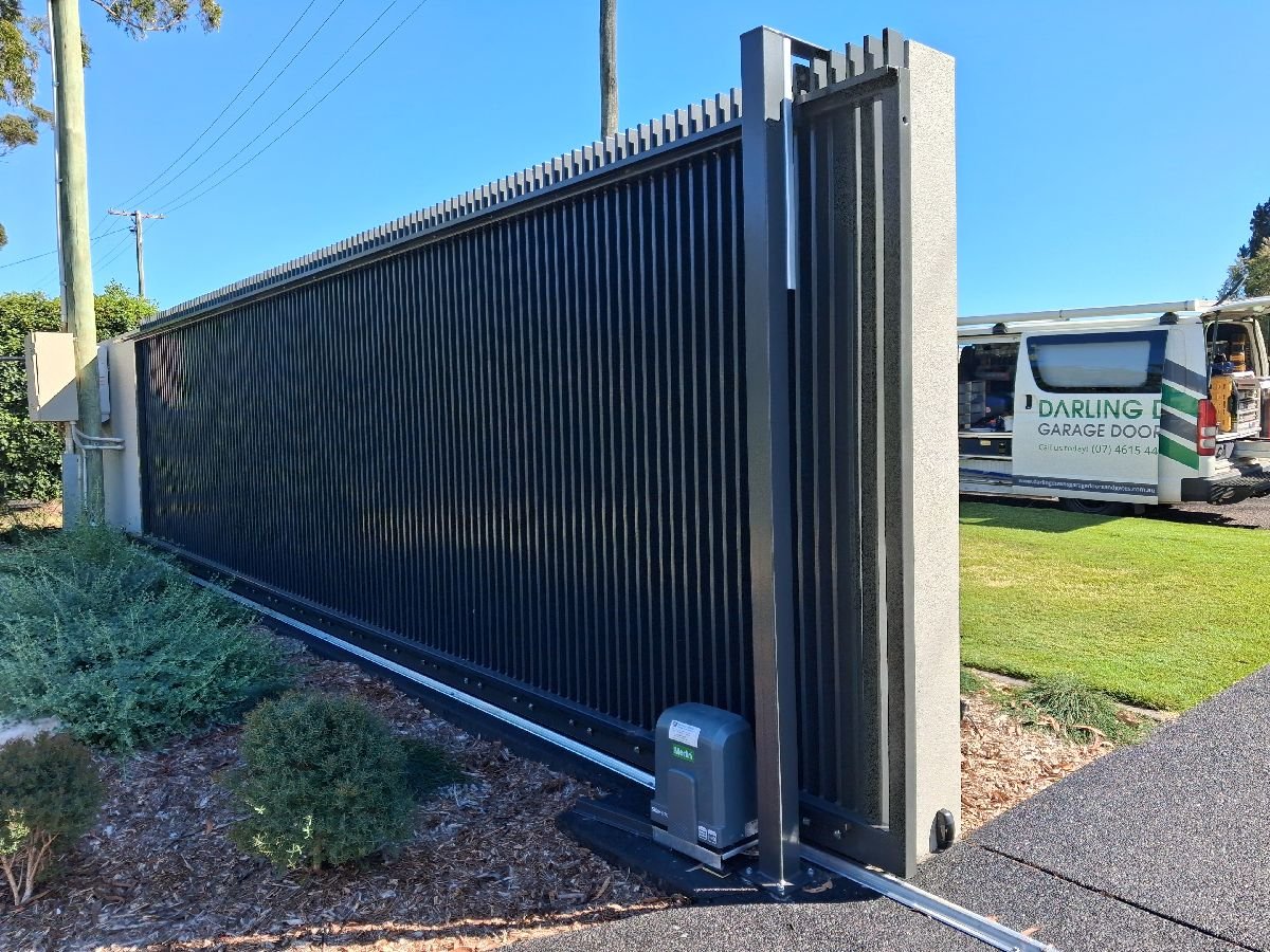after Monument Powder-coated Aluminium Sliding Gate – Slide Gate + Motor, Middle Ridge