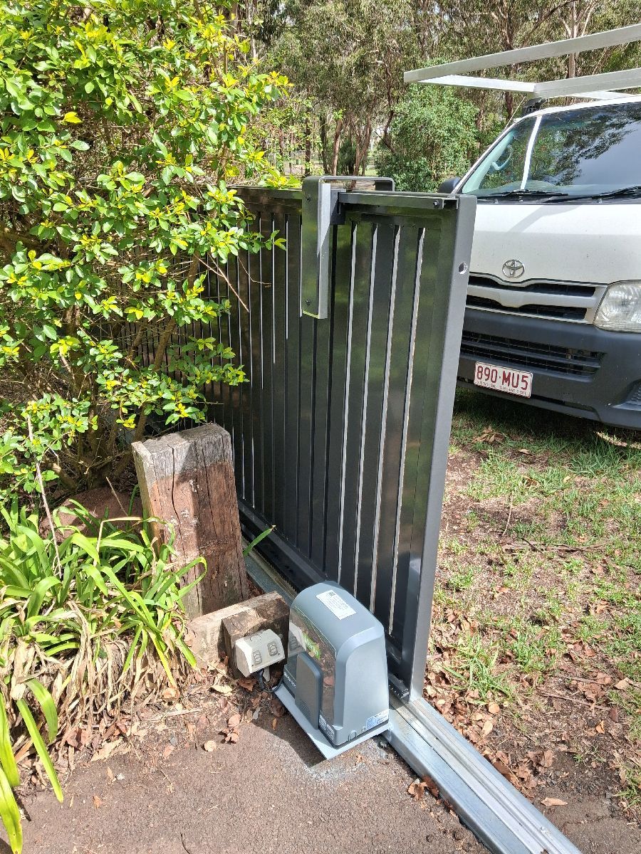 after Monument Powder-coated Aluminium Sliding Gate – Gate + Motor, Highfields