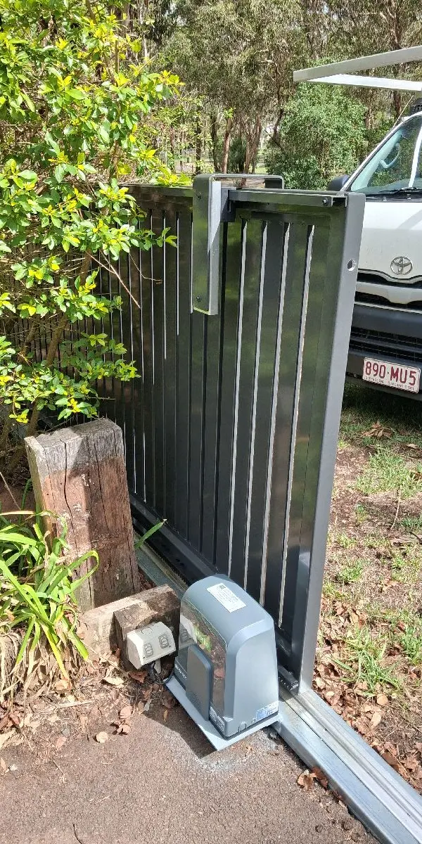after Monument Powder-coated Aluminium Sliding Gate – Gate + Motor, Highfields