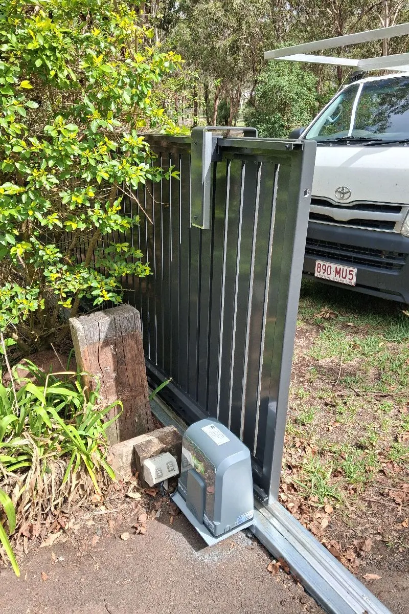 after Monument Powder-coated Aluminium Sliding Gate – Gate + Motor, Highfields