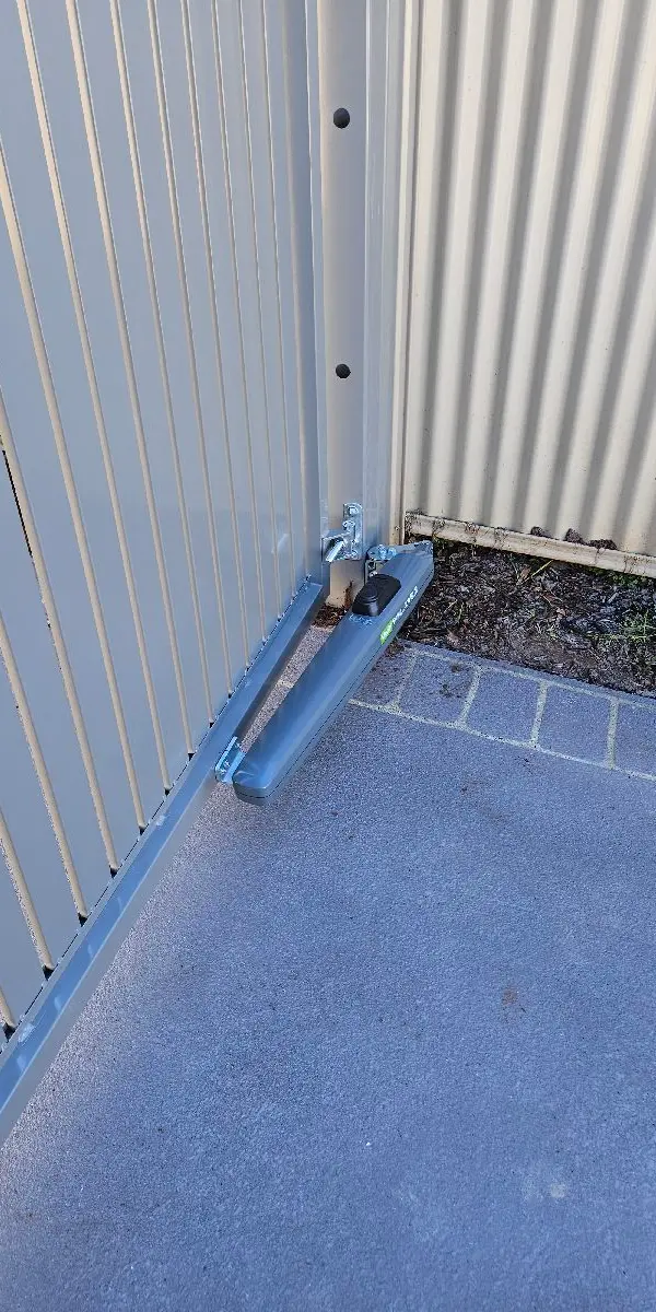 detail Cream Powder-coated Aluminium Swing Gate – Service Job - Gate + Motor, Centenary Heights