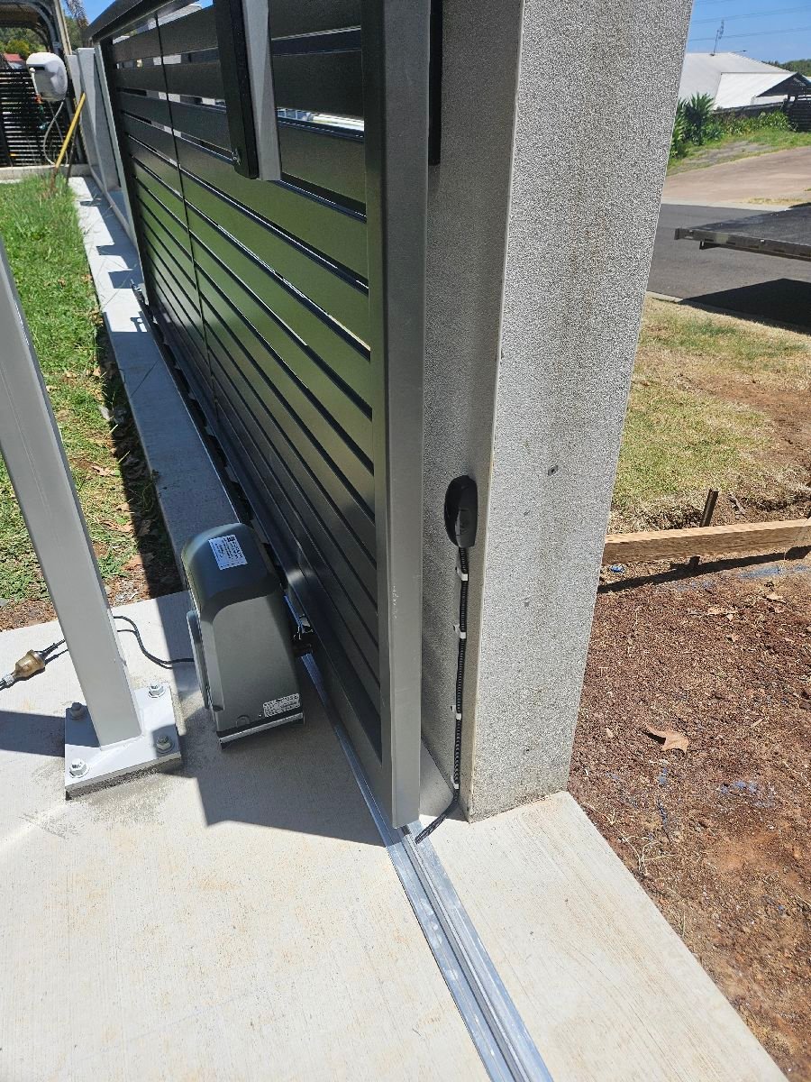 after Woodland Grey Powder-coated Aluminium Sliding Gate – Slide Gate + Motor, Glenvale