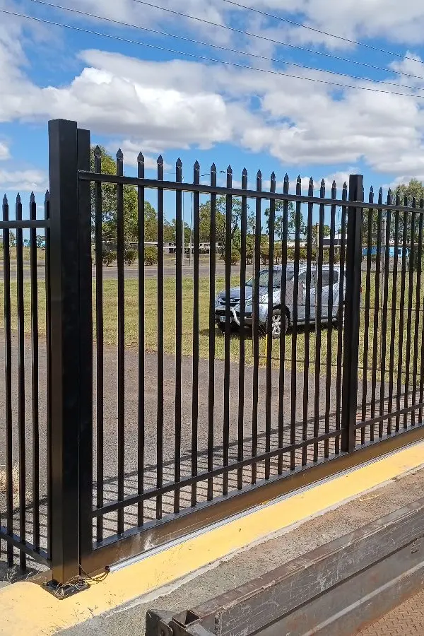 after Black Powder-coated Steel Sliding Gate – Gate Fab, Dalby