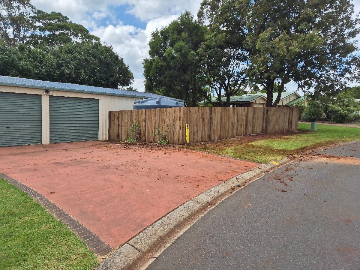 after Wood-look Timber Custom Door – Timber Fencing + Gate, Highfields
