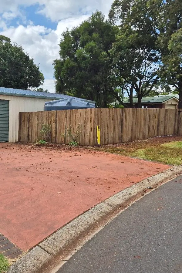 after Wood-look Timber Custom Door – Timber Fencing + Gate, Highfields