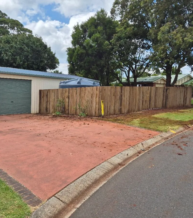 after Wood-look Timber Custom Door – Timber Fencing + Gate, Highfields