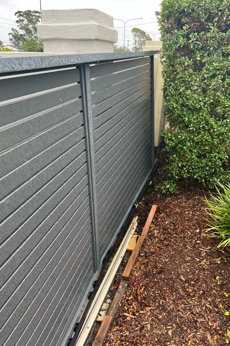 after Monument Powder-coated Aluminium Sliding Gate – Gate + Motor, Cotswold Hills
