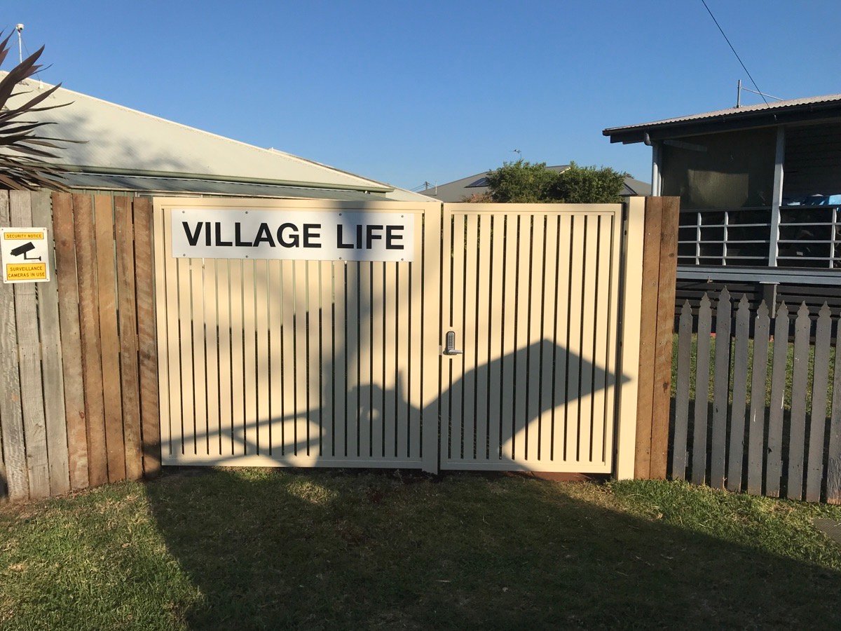 after Cream Powder-coated Aluminium Swing Gate – Gate + Infill, Harristown