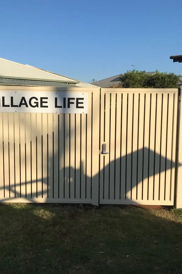 after Cream Powder-coated Aluminium Swing Gate – Gate + Infill, Harristown