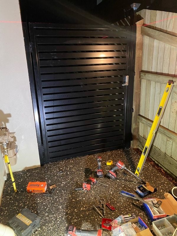 after Black Powder-coated Aluminium Swing Gate – PA Gates, Middle Ridge