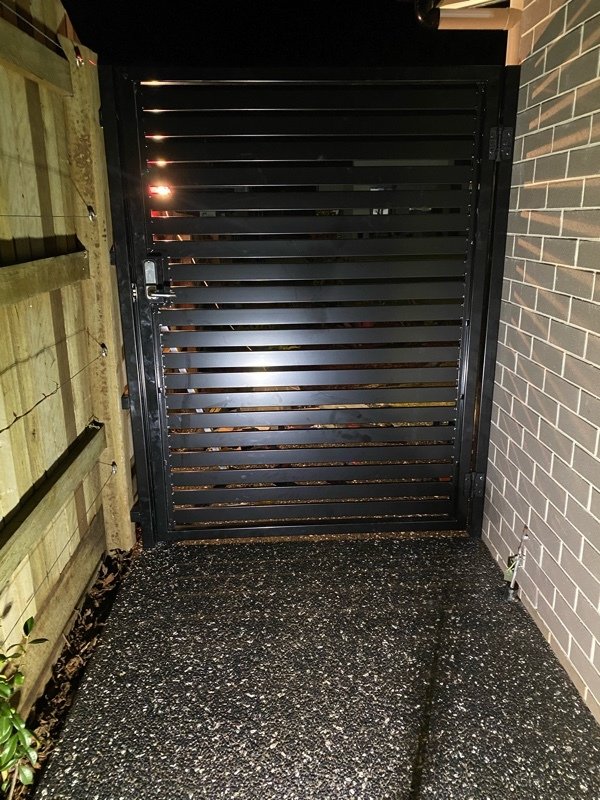 after Black Powder-coated Aluminium Swing Gate – PA Gates, Middle Ridge
