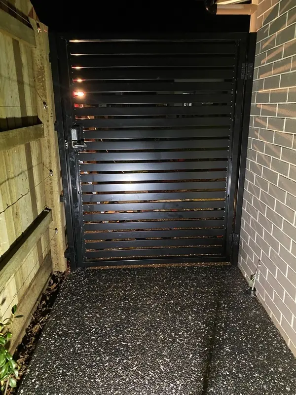 after Black Powder-coated Aluminium Swing Gate – PA Gates, Middle Ridge