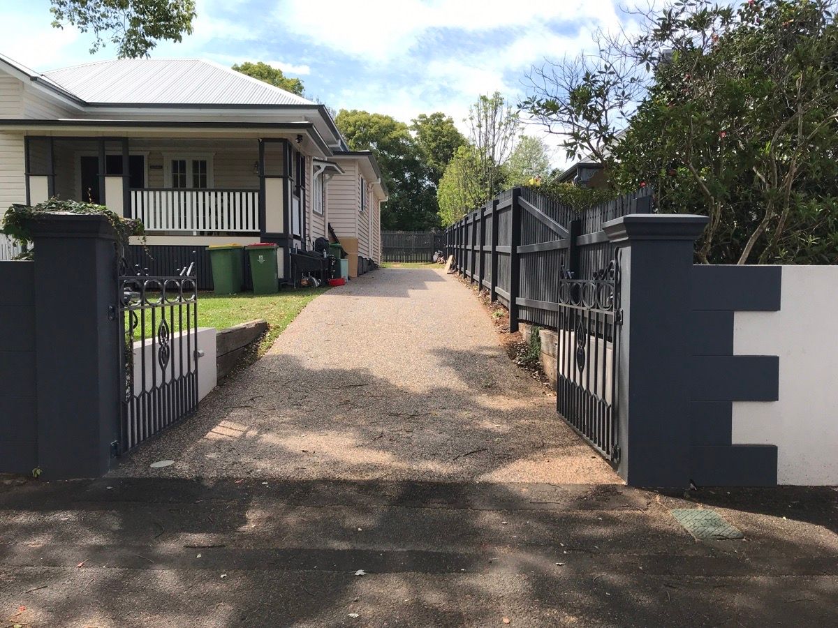 after Black Powder-coated Aluminium Swing Gate – Re-install gate and motor, East Toowoomba