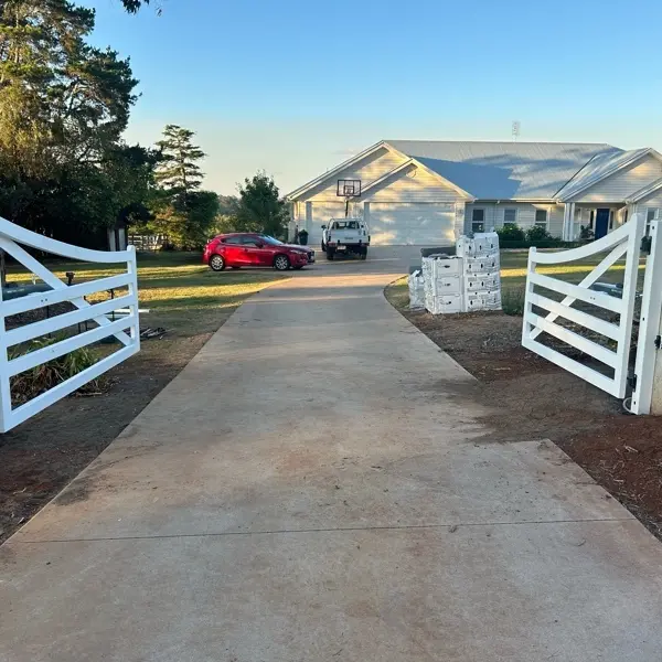 after Pro Texture White Powder-coated Aluminium Swing Gate – Solar Swing Gate, Highfields