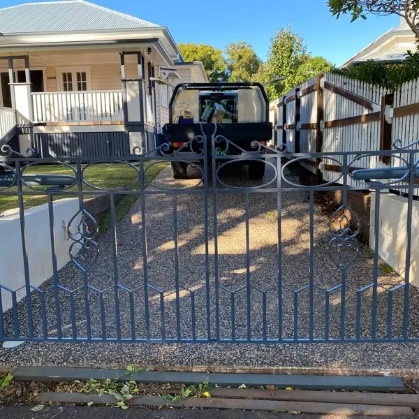 after Dark Blue Powder-coated Aluminium Swing Gate – Gate, East Toowoomba