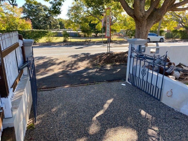 after Dark Blue Powder-coated Aluminium Swing Gate – Gate, East Toowoomba