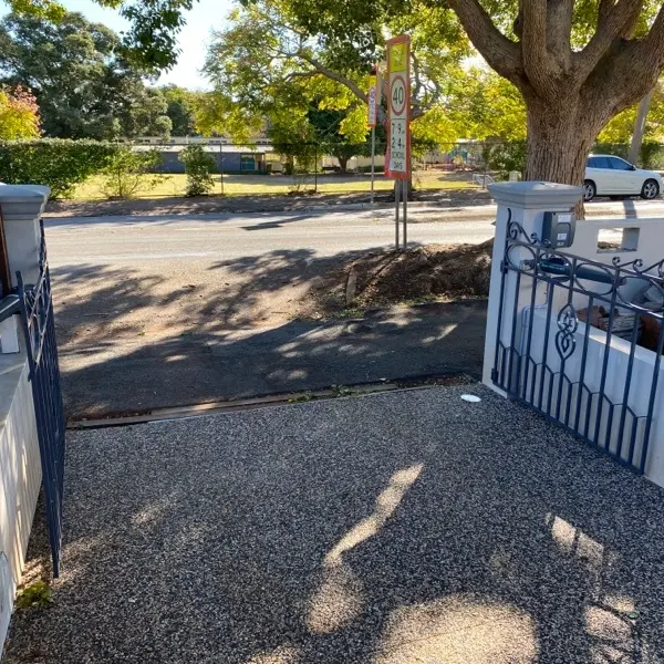 after Dark Blue Powder-coated Aluminium Swing Gate – Gate, East Toowoomba