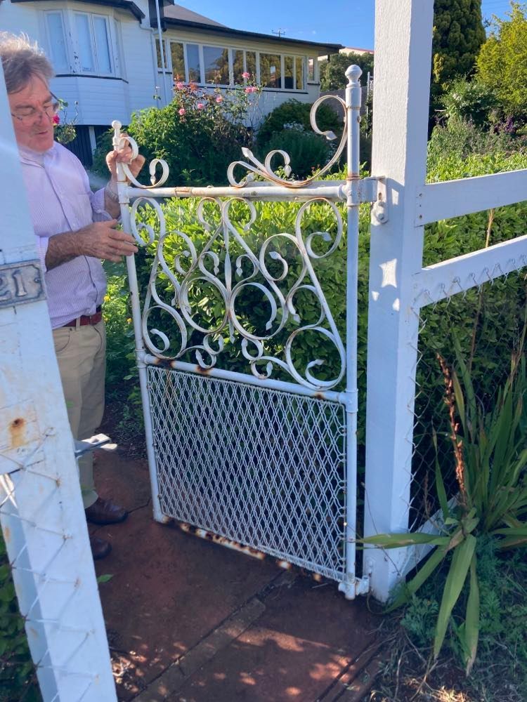 after Mannex White Powder-coated Aluminium + Wrought Iron Scroll Swing Gate – Install PA Gate, Newtown