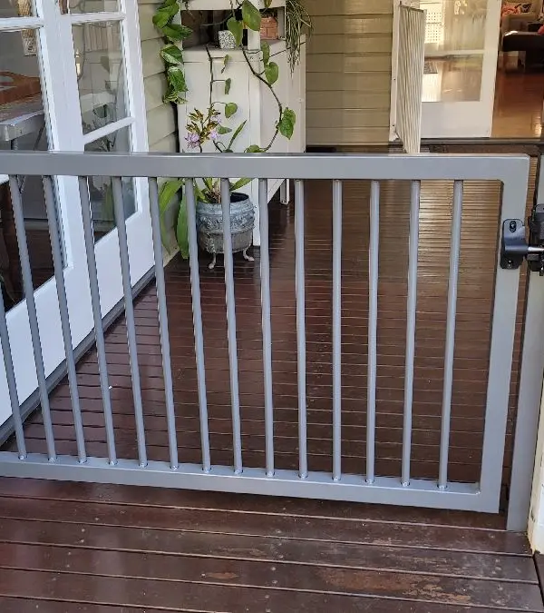 after Basalt Powder-coated Steel Swing Gate – PA Gates, East Toowoomba
