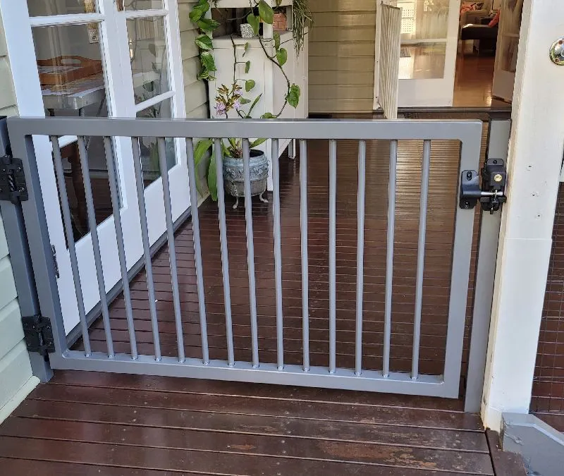 after Basalt Powder-coated Steel Swing Gate – PA Gates, East Toowoomba