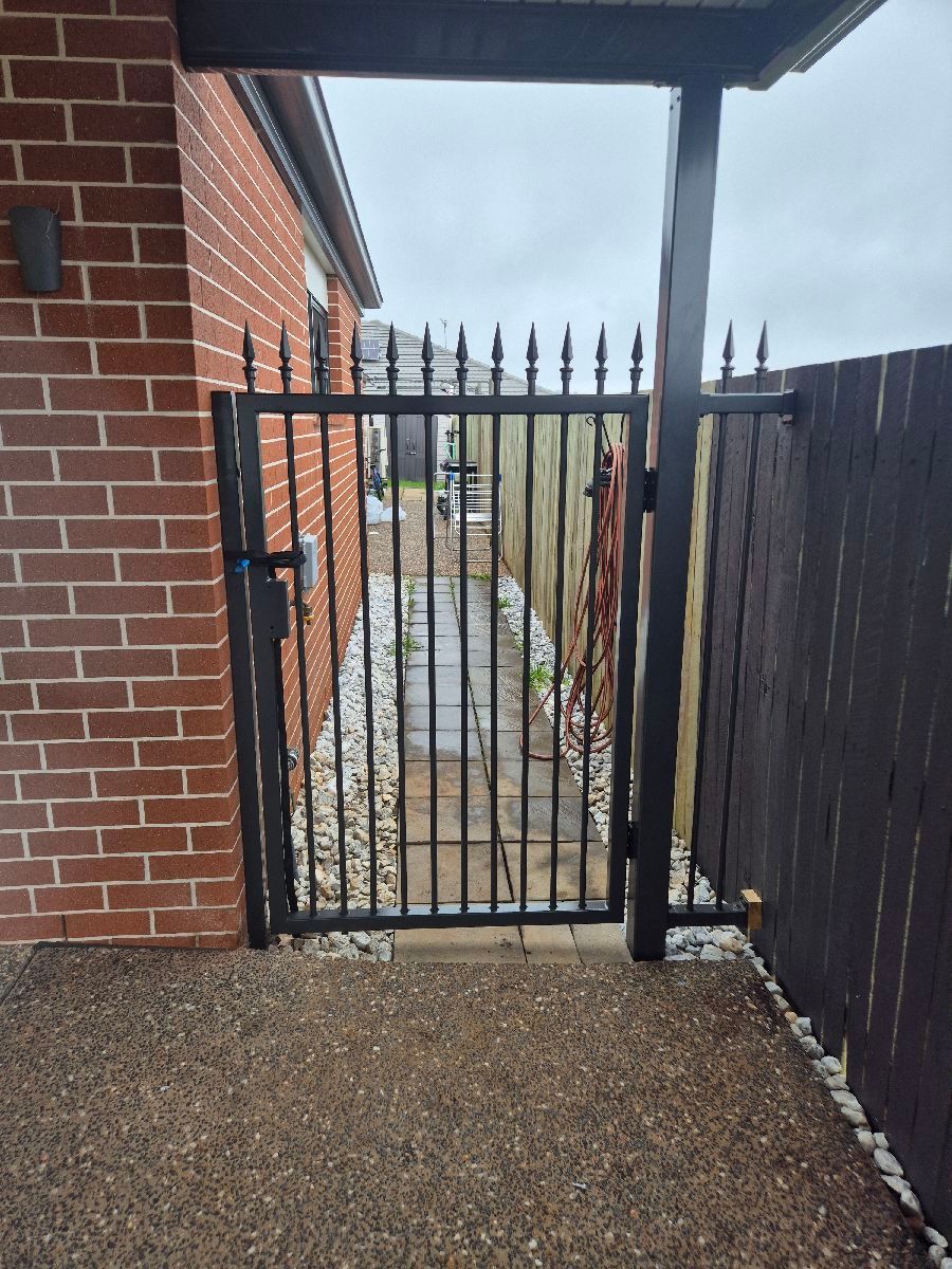 after Monument Powder-coated Steel Swing Gate – Gate + Fence, Highfields