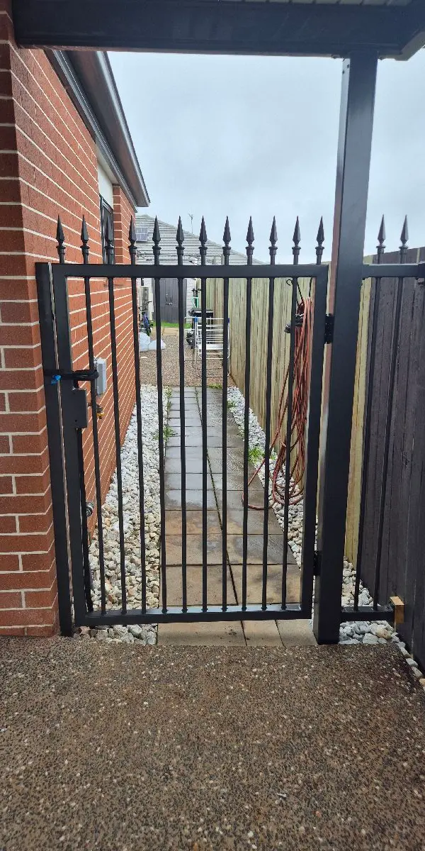 after Monument Powder-coated Steel Swing Gate – Gate + Fence, Highfields