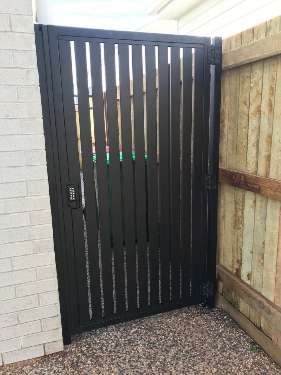 after Black Powder-coated Steel Swing Gate – PA Gate, Centenary Heights