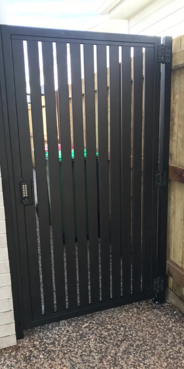 after Black Powder-coated Steel Swing Gate – PA Gate, Centenary Heights
