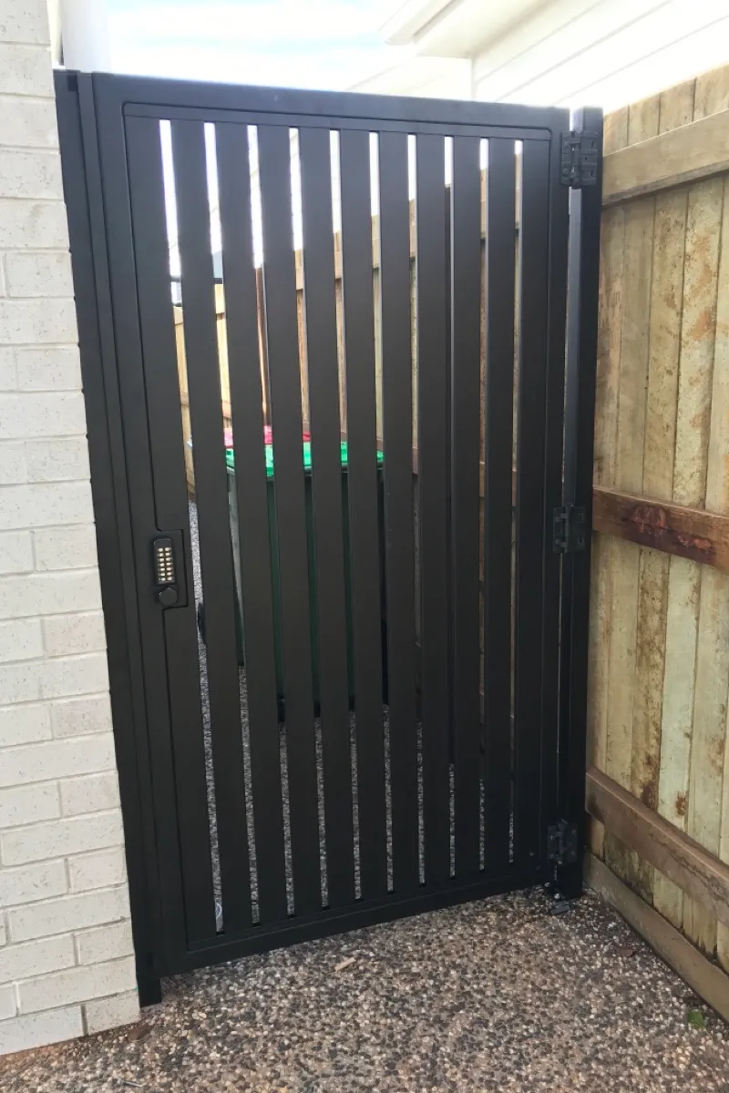 after Black Powder-coated Steel Swing Gate – PA Gate, Centenary Heights