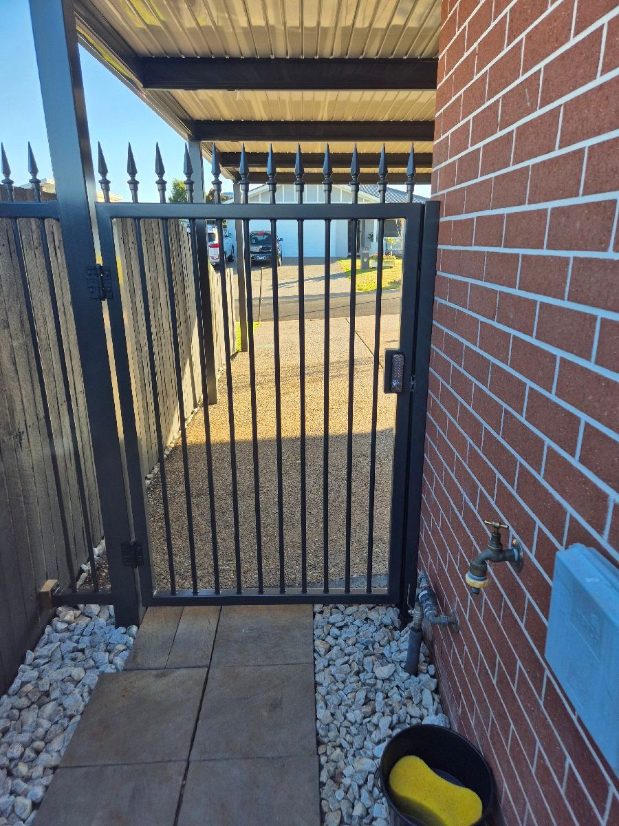 after Monument Powder-coated Steel Swing Gate – Gate + Fence, Highfields