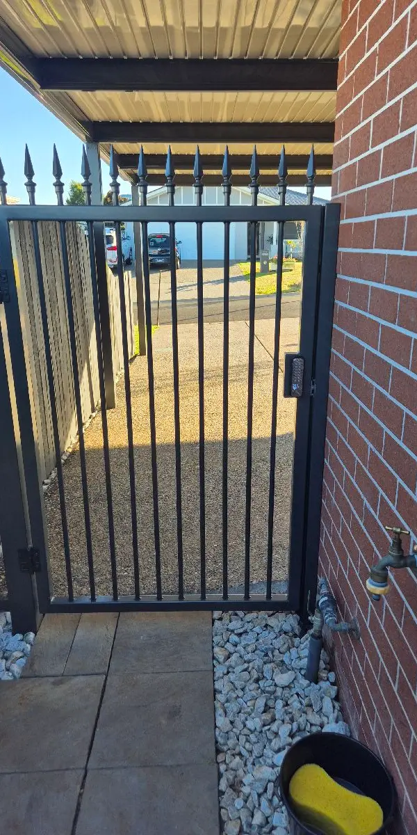 after Monument Powder-coated Steel Swing Gate – Gate + Fence, Highfields