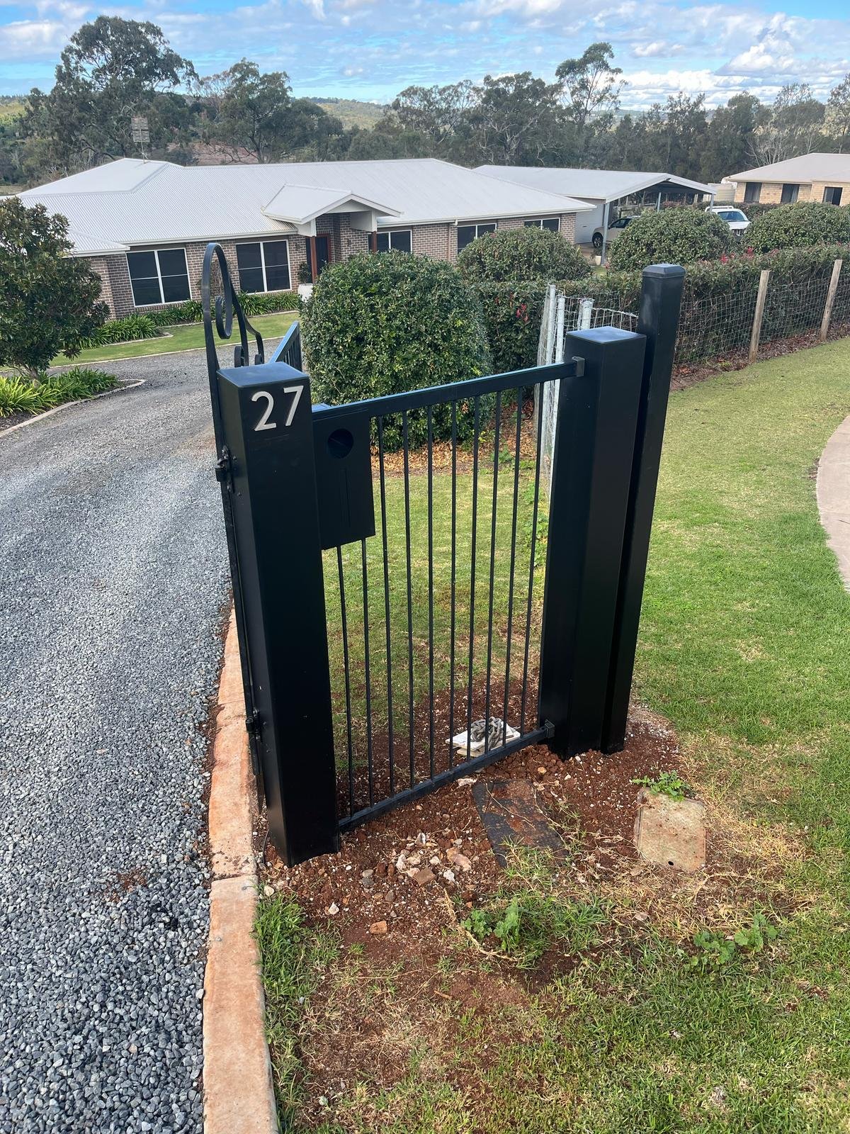 detail Black Wrought Iron Swing Gate – Service Job - Posts, Gowrie Junction