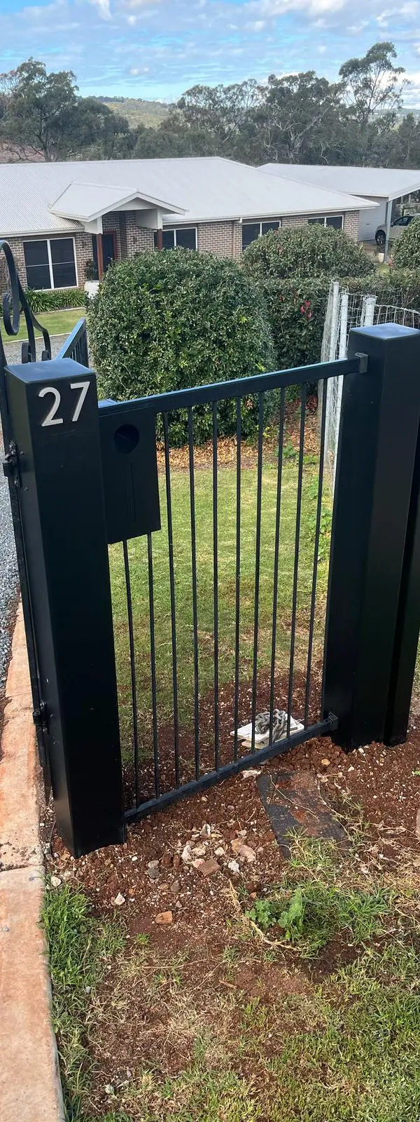 detail Black Wrought Iron Swing Gate – Service Job - Posts, Gowrie Junction