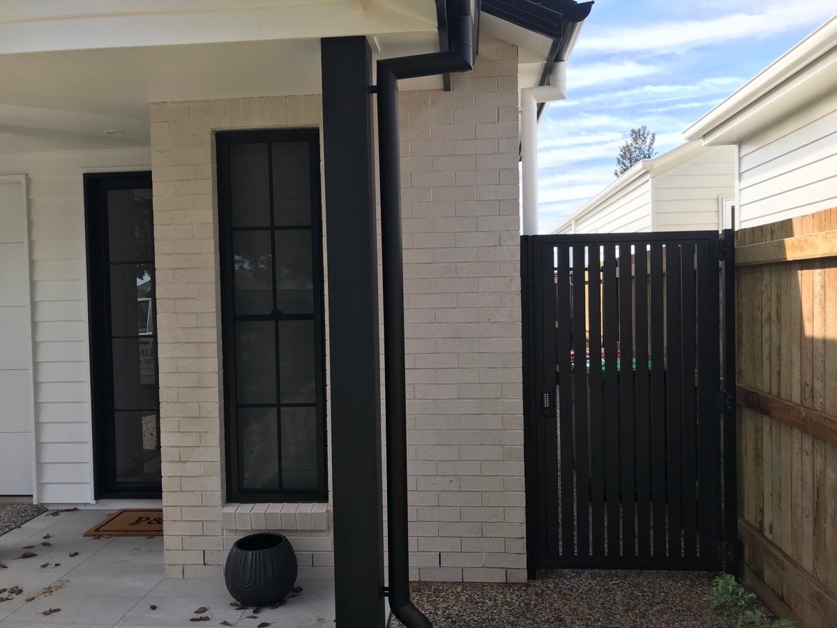 after Black Powder-coated Steel Swing Gate – PA Gate, Centenary Heights