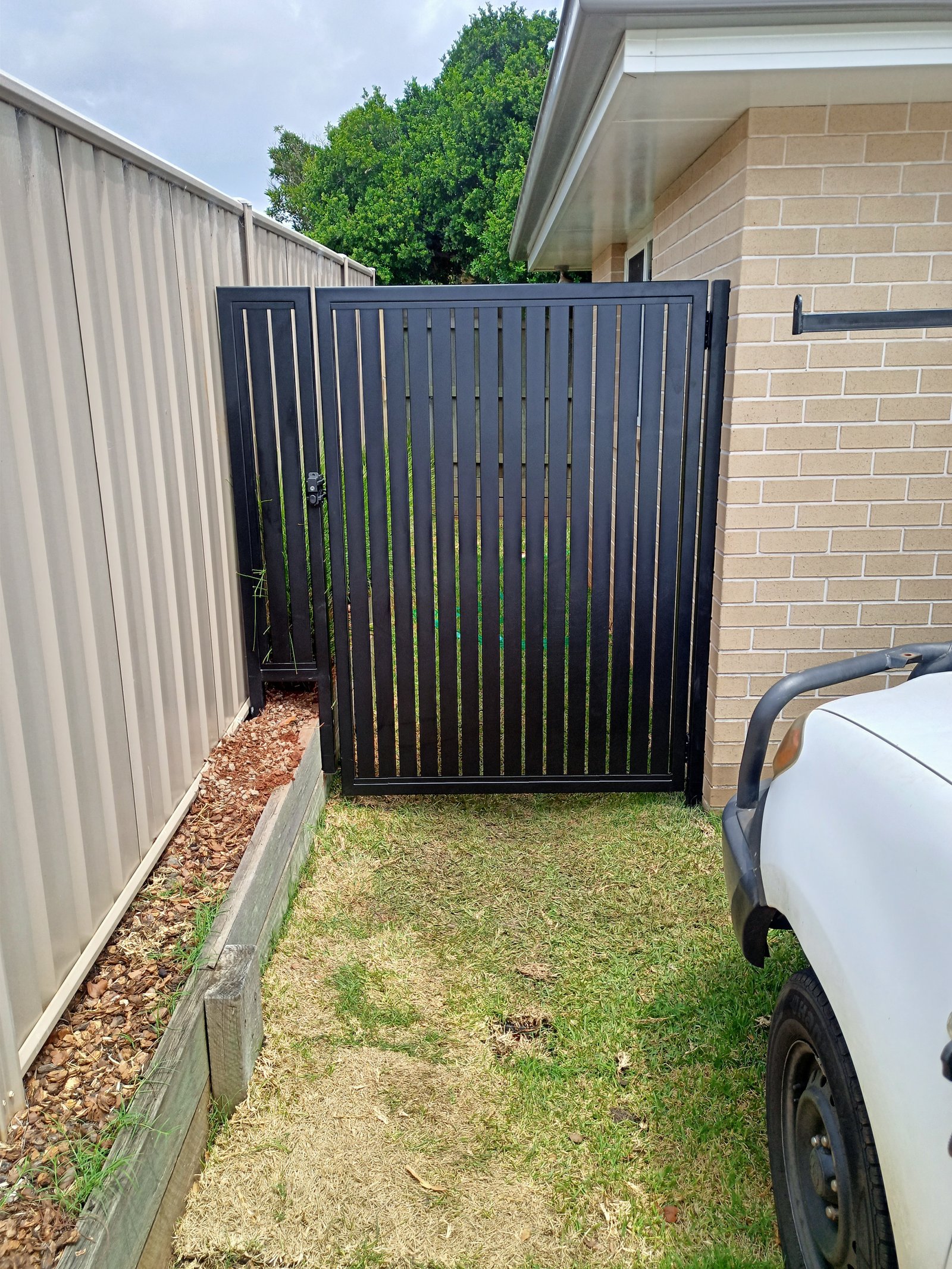 after Black Satin Black Powder-coated Aluminium Swing Gate – PA Gate, Wilsonton Heights