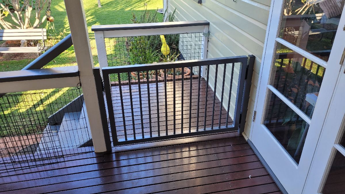 after Basalt Powder-coated Steel Swing Gate – PA Gates, East Toowoomba
