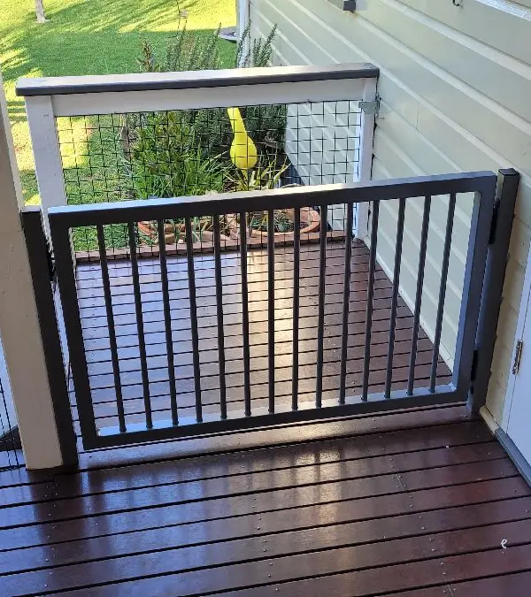 after Basalt Powder-coated Steel Swing Gate – PA Gates, East Toowoomba